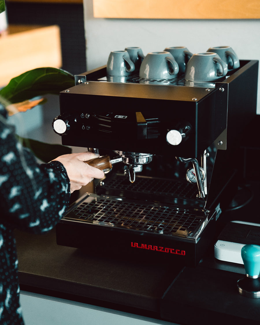 La Marzocco espresso machine on the workshop bench